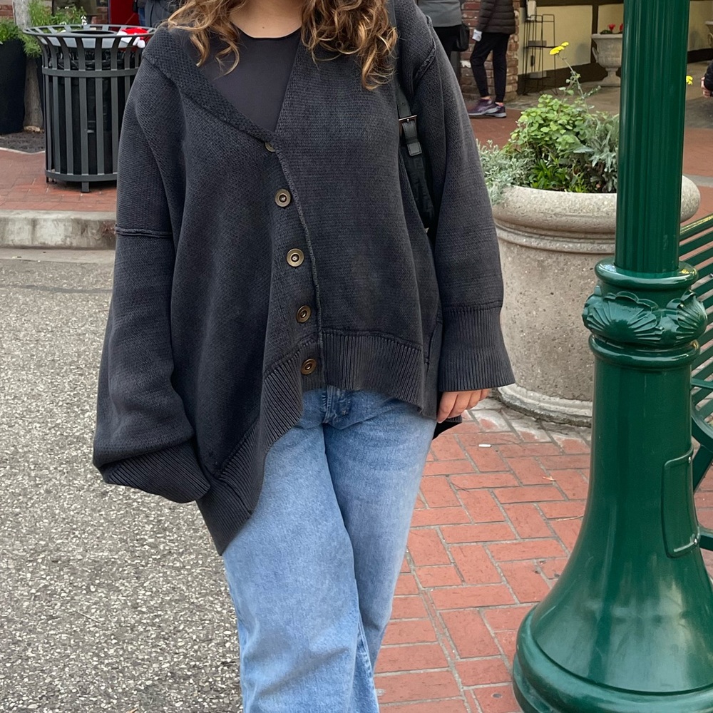 Free people oversized slouch grey / black sweater
